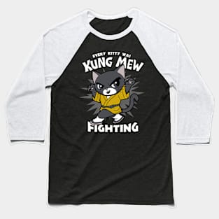 Funny Cute Retro Kung-fu Kitty Retro Meme Gift For Cat Lovers Baseball T-Shirt